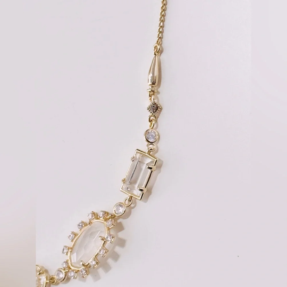 KENDRA SCOTT June Gold Clear White Crystal Mix Necklace